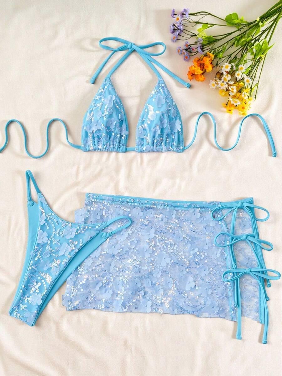 SWIM SXY TRZYCZĘŚCIOWY STRÓJ KĄPIELOWY CEKINY S09__L