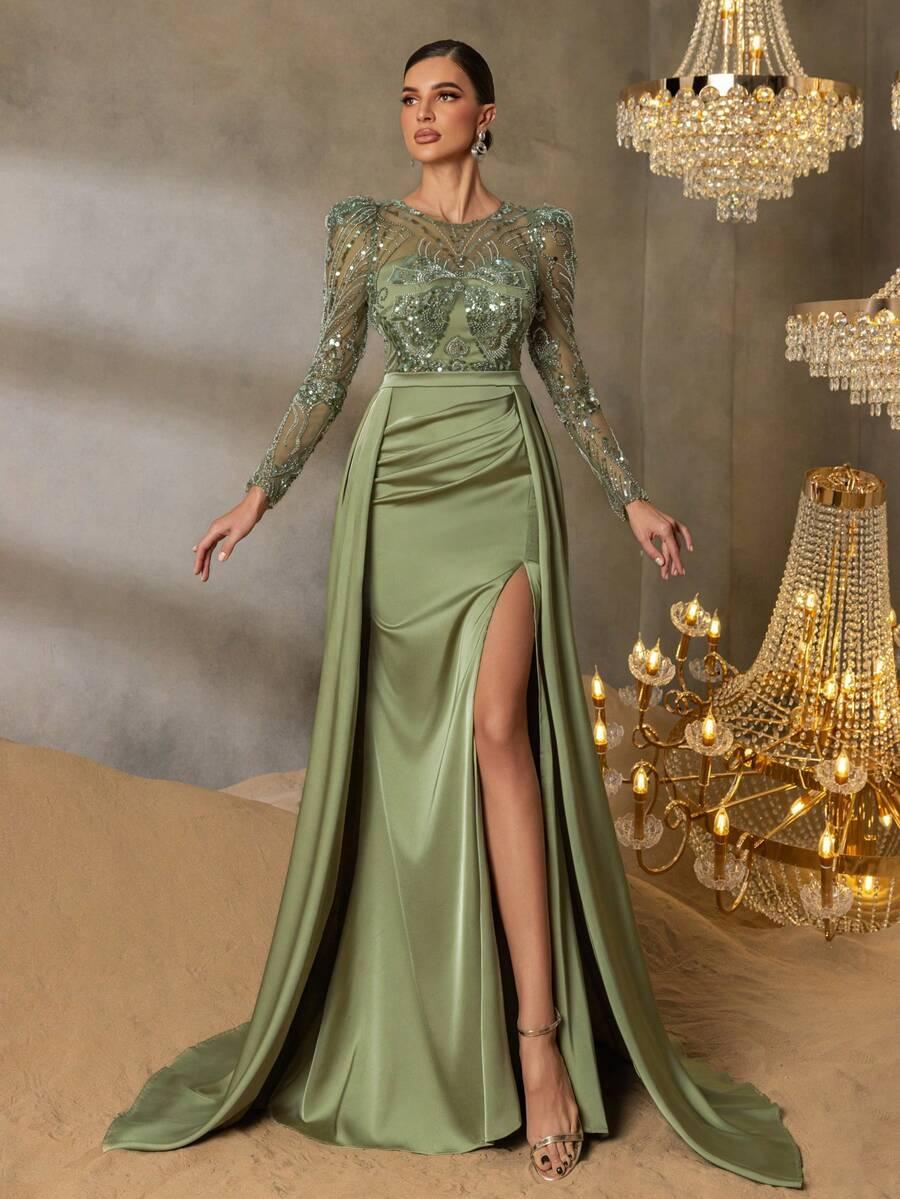 FAERIESTY MAXI SUKIENKA DŁUGI RĘKAW ZDOBIENIE ROZCIĘCIE PK01__S