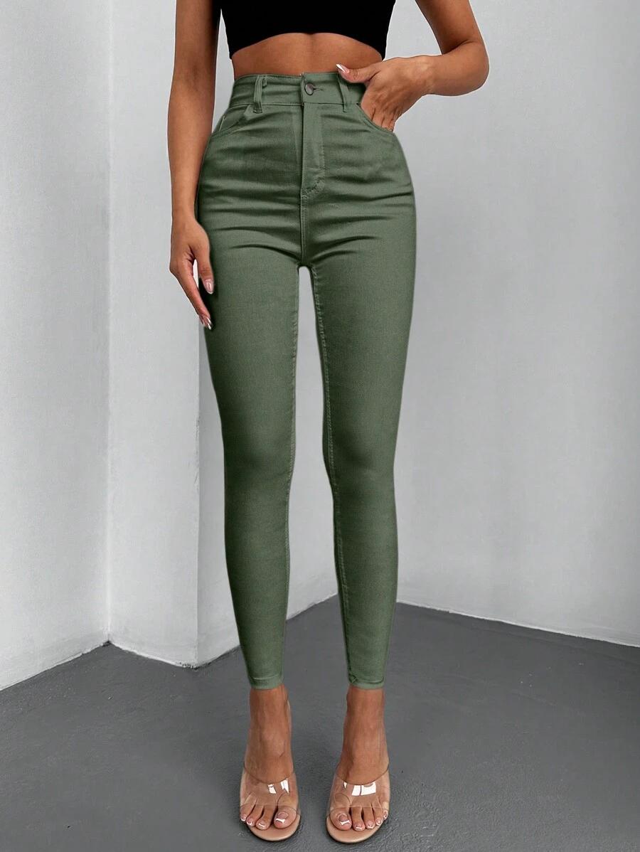 SHEIN ZIELONE SPODNIE JEANS RURKI S06__S