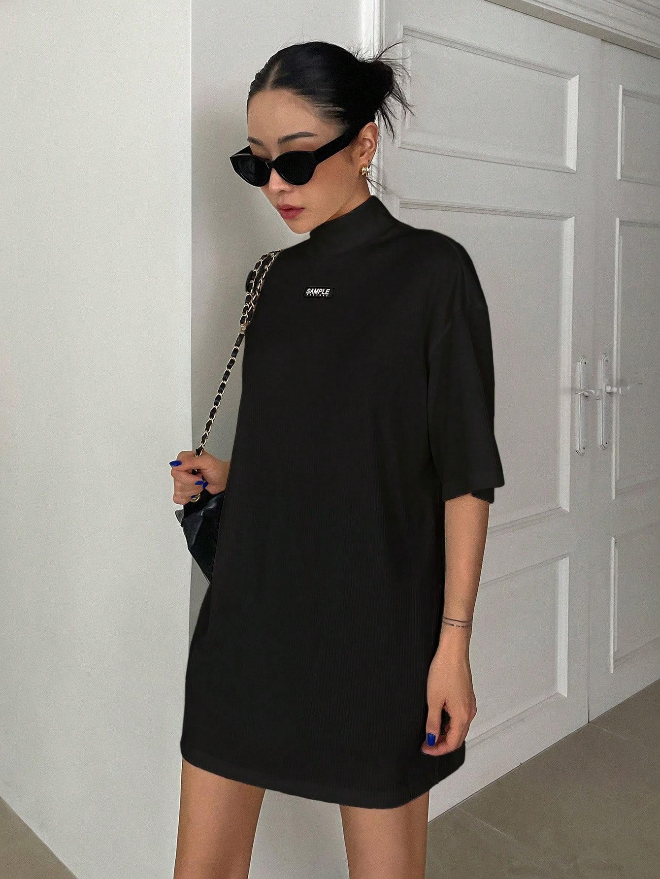 SHEIN CZARNA SUKIENKA MINI STÓJKA S06__L