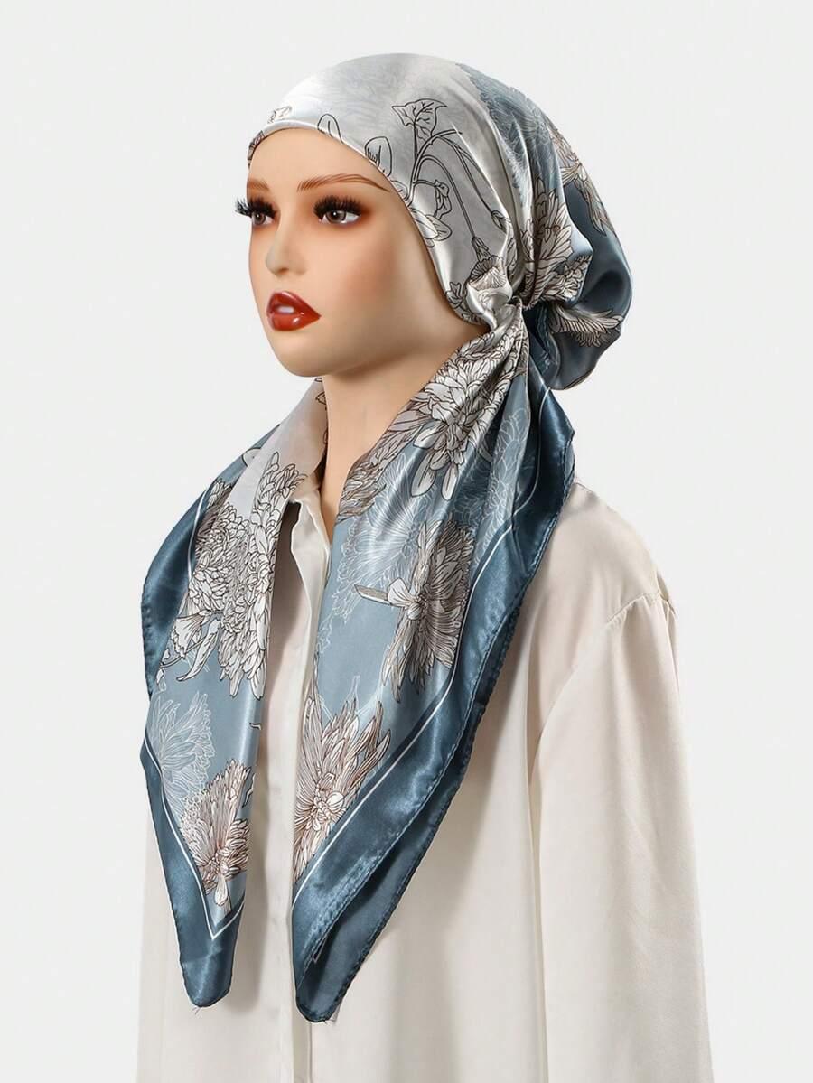 SHEIN SATYNOWA CHUSTA NA GŁOWĘ WZÓR S07__63X24
