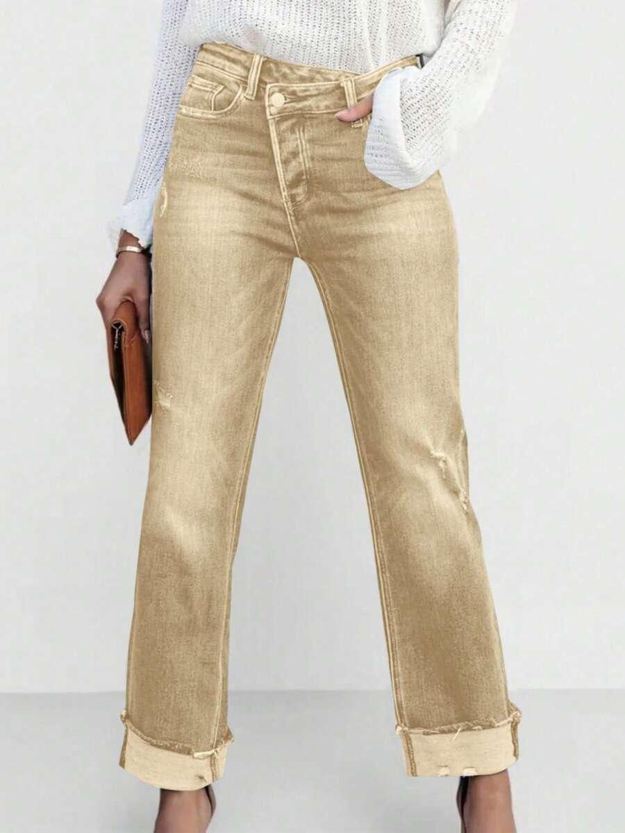 SHEIN BEŻOWE JEANSY KIESZENIE S06__S