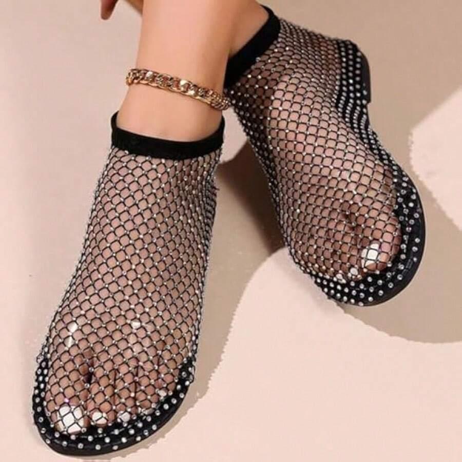 SHEIN WSUWANE KLAPKI ZDOBIENIE SIATECZKA S09__39,5