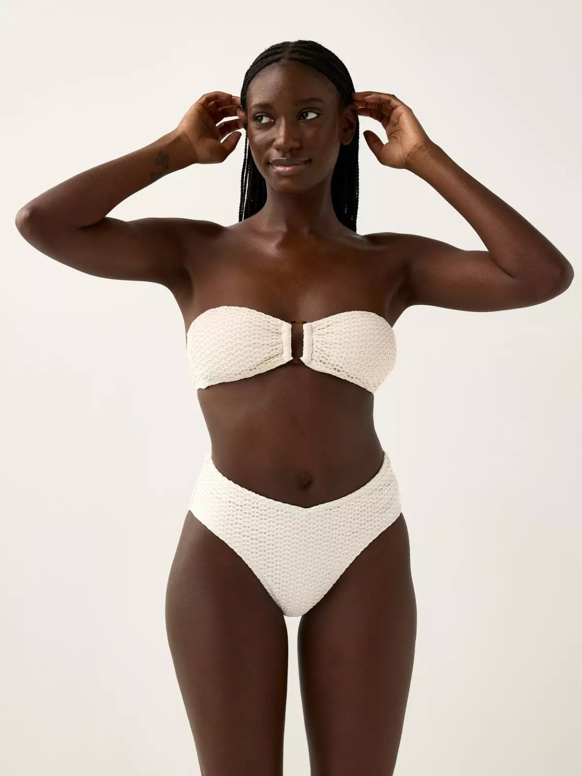 LINDEX KREMOWY DÓŁ OD BIKINI PK01__M