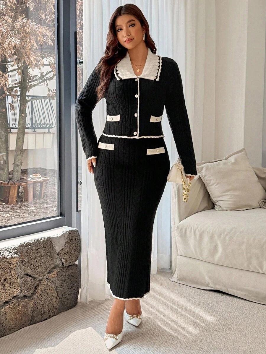 SHEIN KOMPLET SWETER SPÓDNICA S06__48