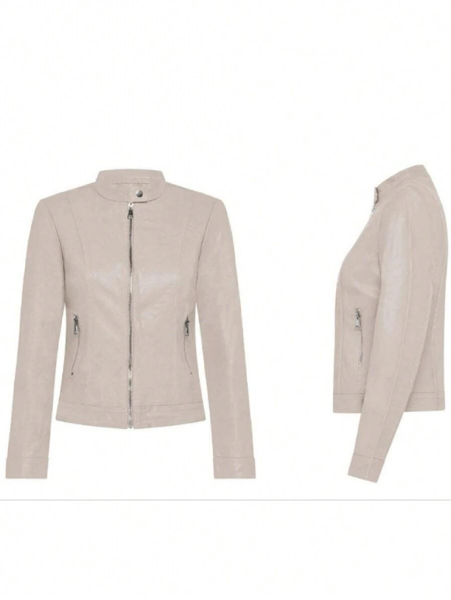 SHEIN BEŻOWA KURTKA IMITACJA SKÓRY PK01__S