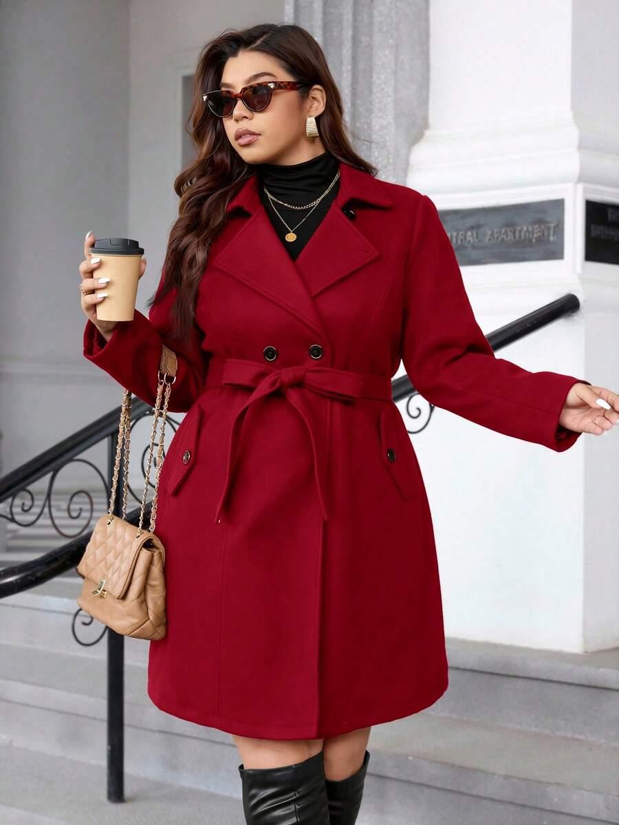 SHEIN CZERWONY PŁASZCZ GUZIKI W01__XXL