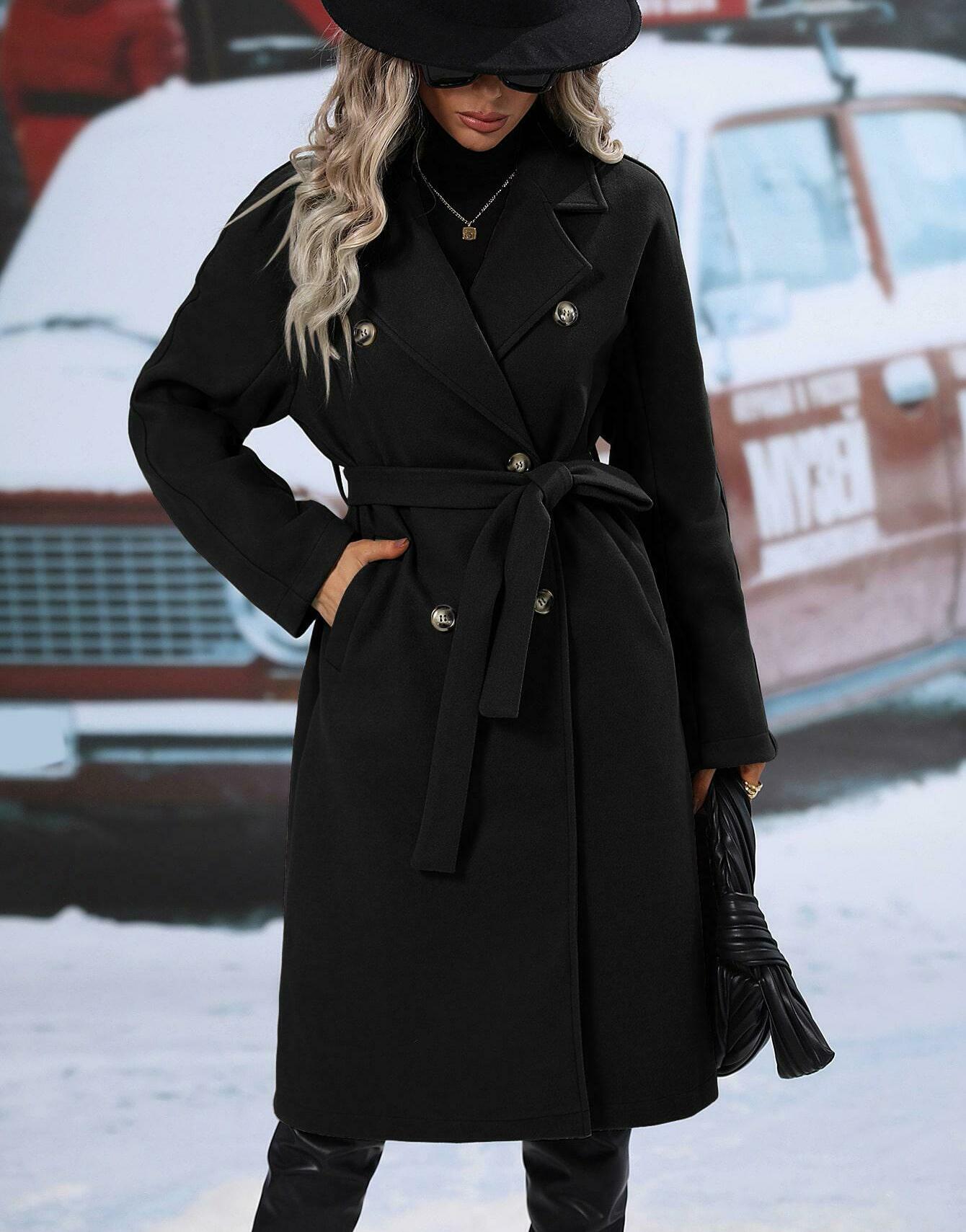 SHEIN CZARNY DWURZĘDOWY PŁASZCZ W01__XS