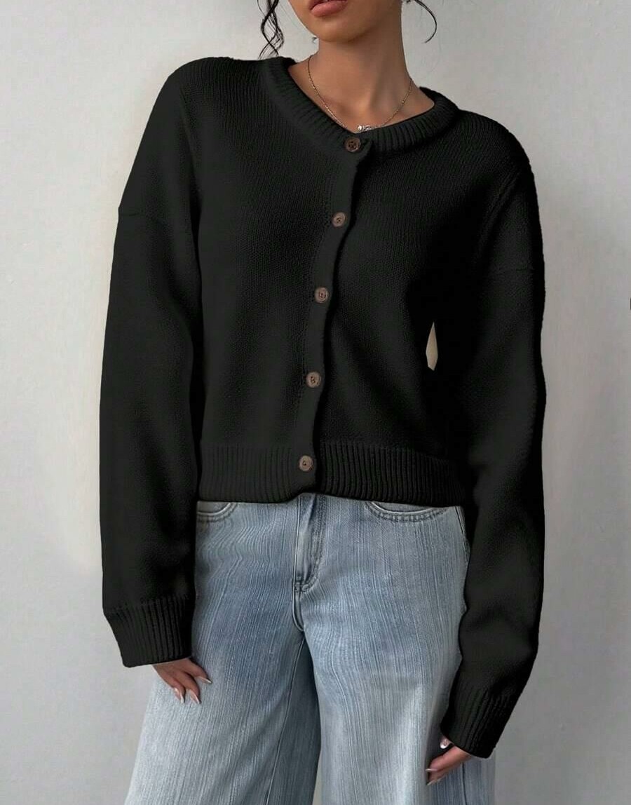 SHEIN CZARNY SWETER GUZIKI S06__S