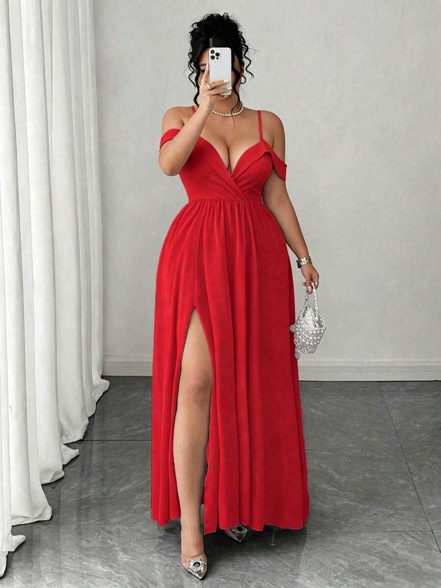 SHEIN MAXI SUKIENKA ROZCIĘCIE ODKRYTE RAMIONA S06__46