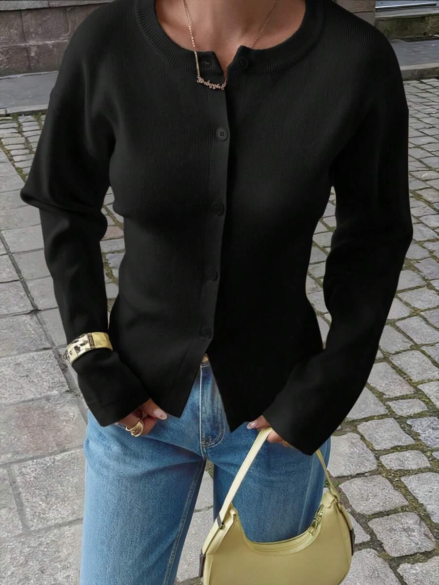 SHEIN CZARNY SWETER GUZIKI S06__XS