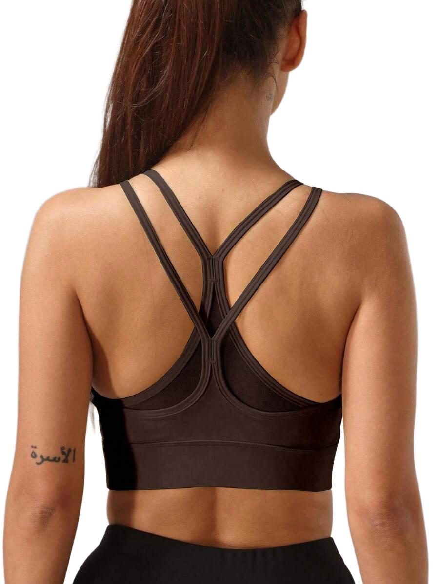 SHEIN BRĄZOWY BIUSTONOSZ TOP SPORTOWY PK01__M