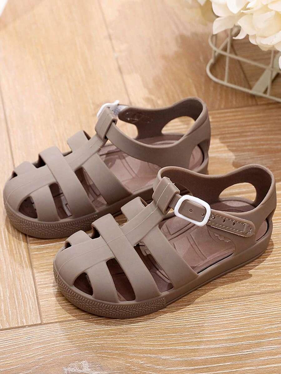 SHEIN BRĄZOWE SANDAŁY ZAPINANE NA RZEPY S06__23