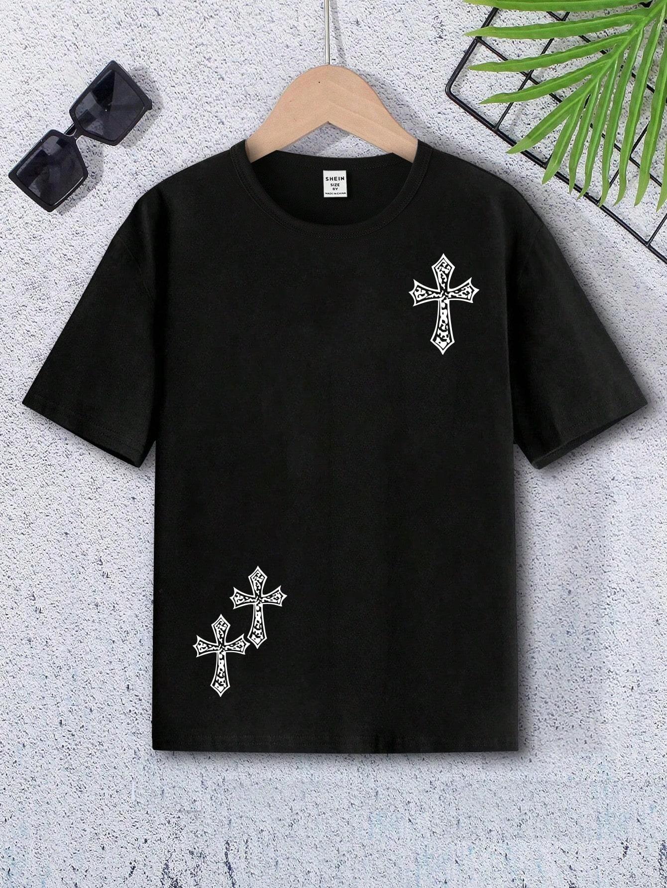 SHEIN CZARNY T-SHIRT NADRUK S06__146-152