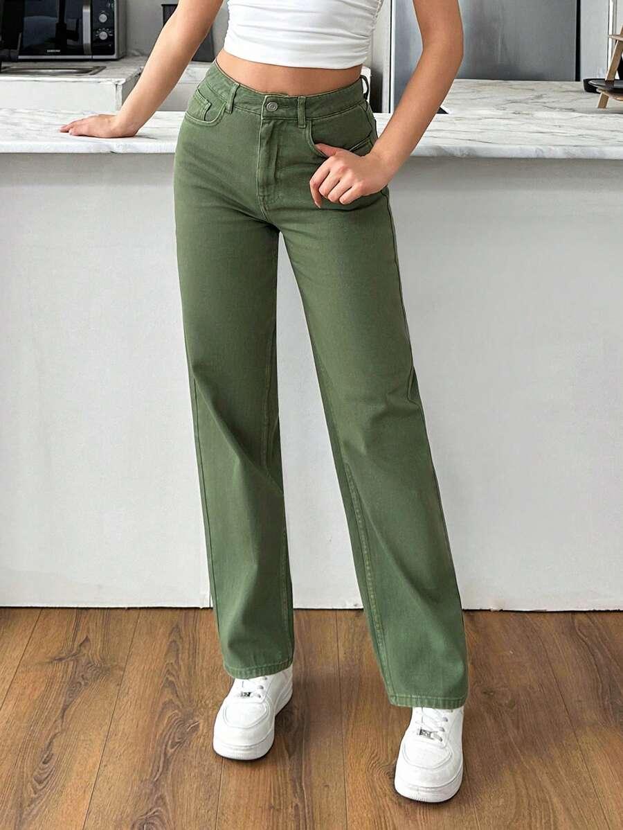 EURMUSE ZIELONE SPODNIE JEANS S06__S