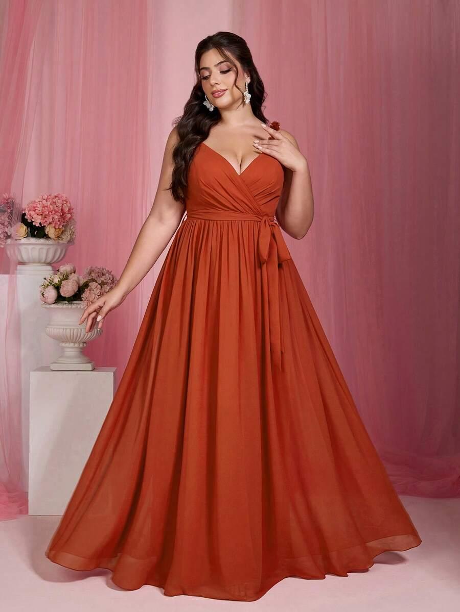 SHEIN POMARAŃCZOWA MAXI SUKIENKA S09__46