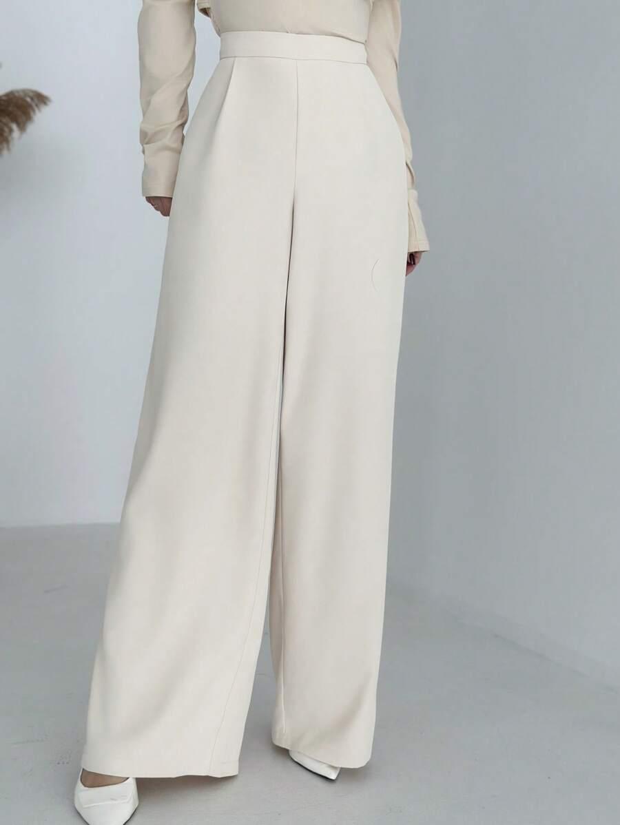 SHEIN KREMOWE SPODNIE CASUAL PK01__46