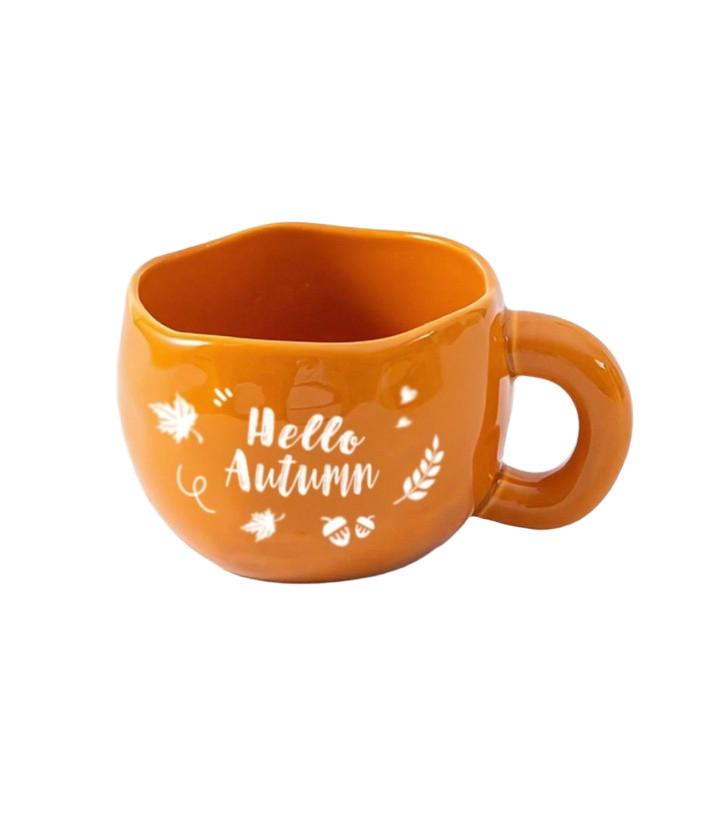 SHEIN POMARAŃCZOWY KUBEK NAPIS HELLO AUTUMN S07__