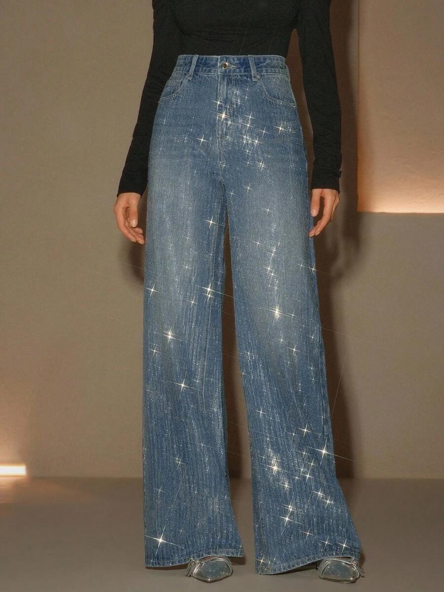 ANEWSTA NIEBIESKIE JEANSY ZDOBIENIE S06__M