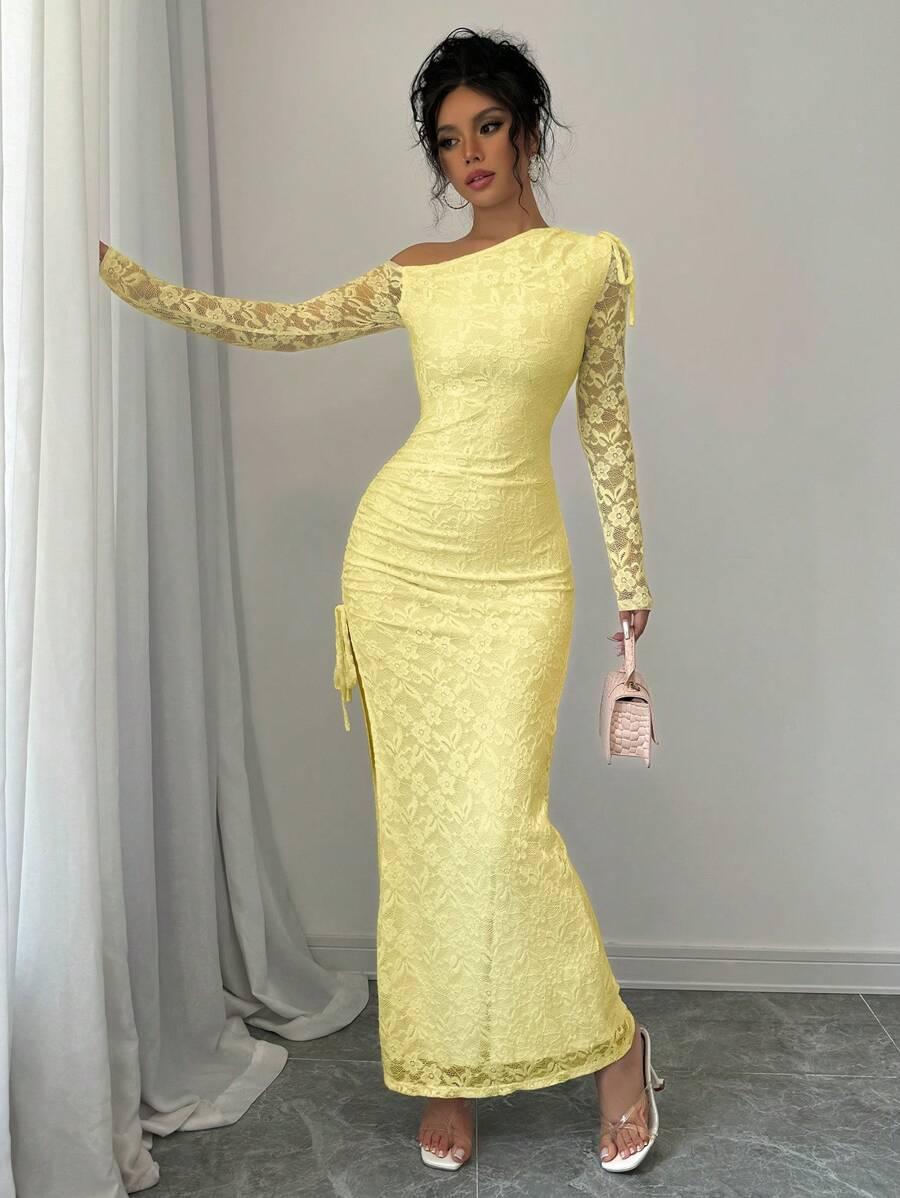 RAFFERIZA ŻÓŁTA MAXI SUKIENKA S06__M