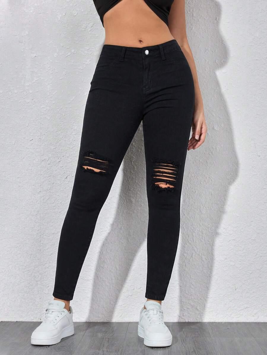 SHEIN CZARNE SPODNIE JEANS S06__M