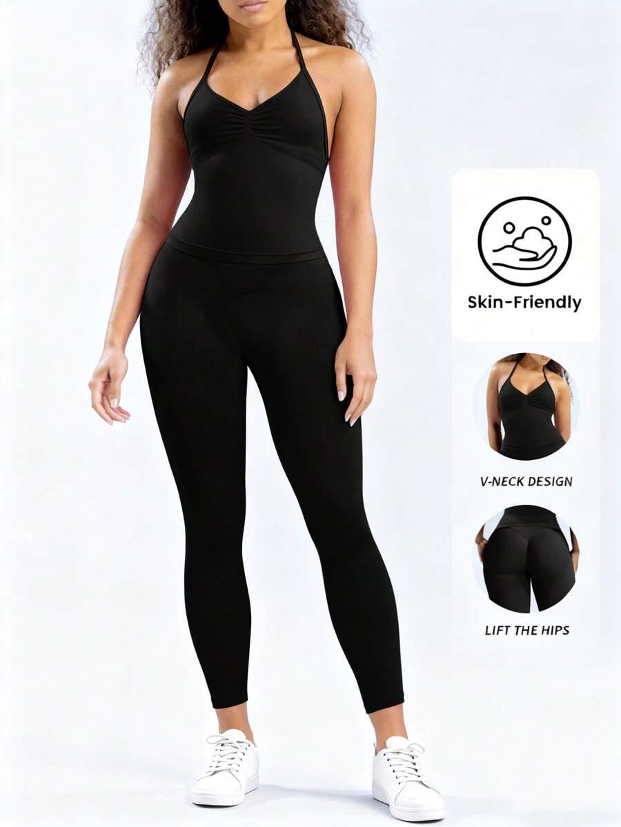 YEFECY LEGINSY TOP CZARNY KOMPLET SPORTOWY S06__S