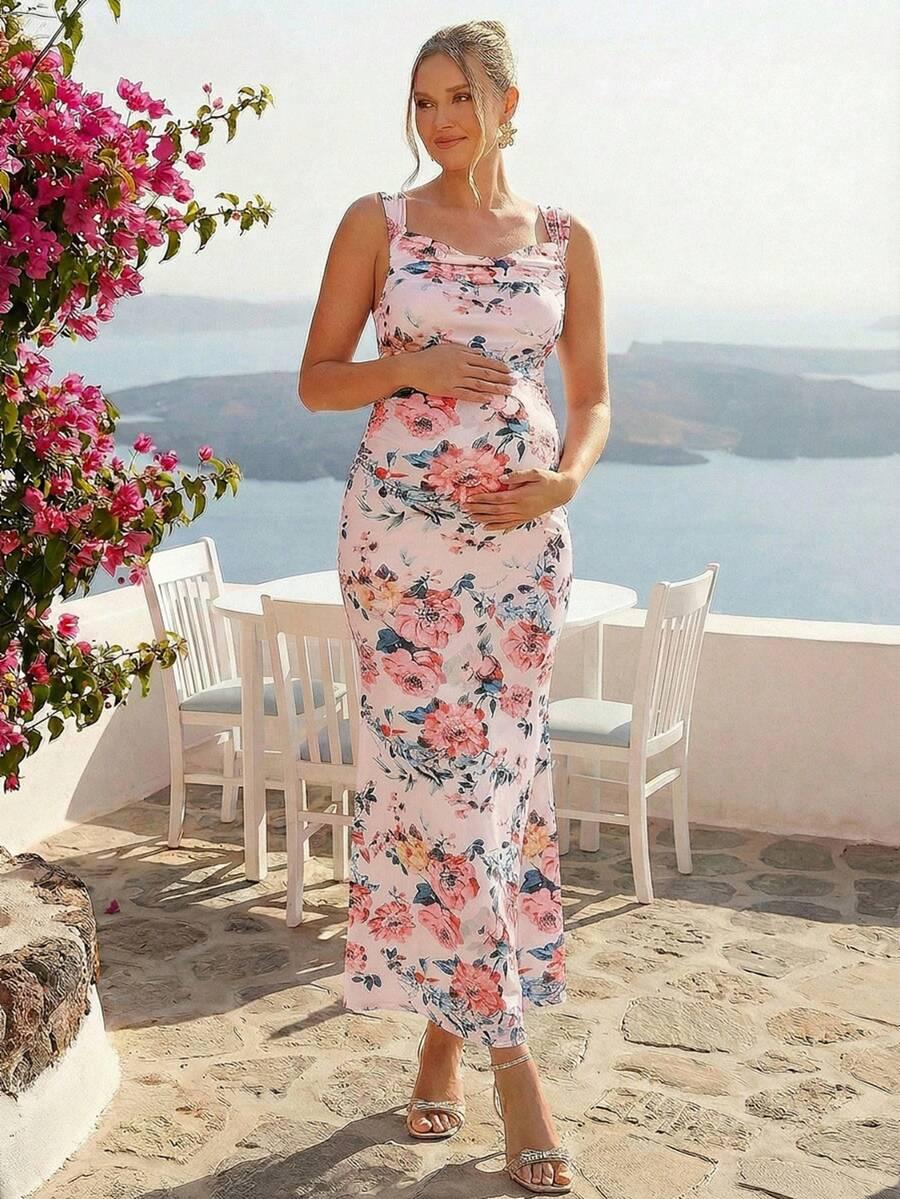 SHEIN CIĄŻOWA MAXI SUKIENKA KWIATY S09__S