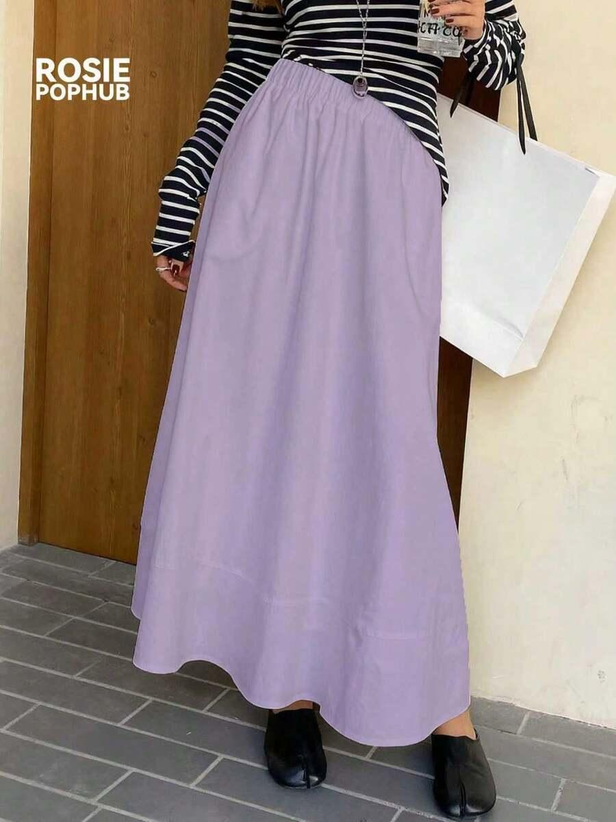 SHEIN FIOLETOWA MAXI SPÓDNICA ZDOBIENIA S06__M