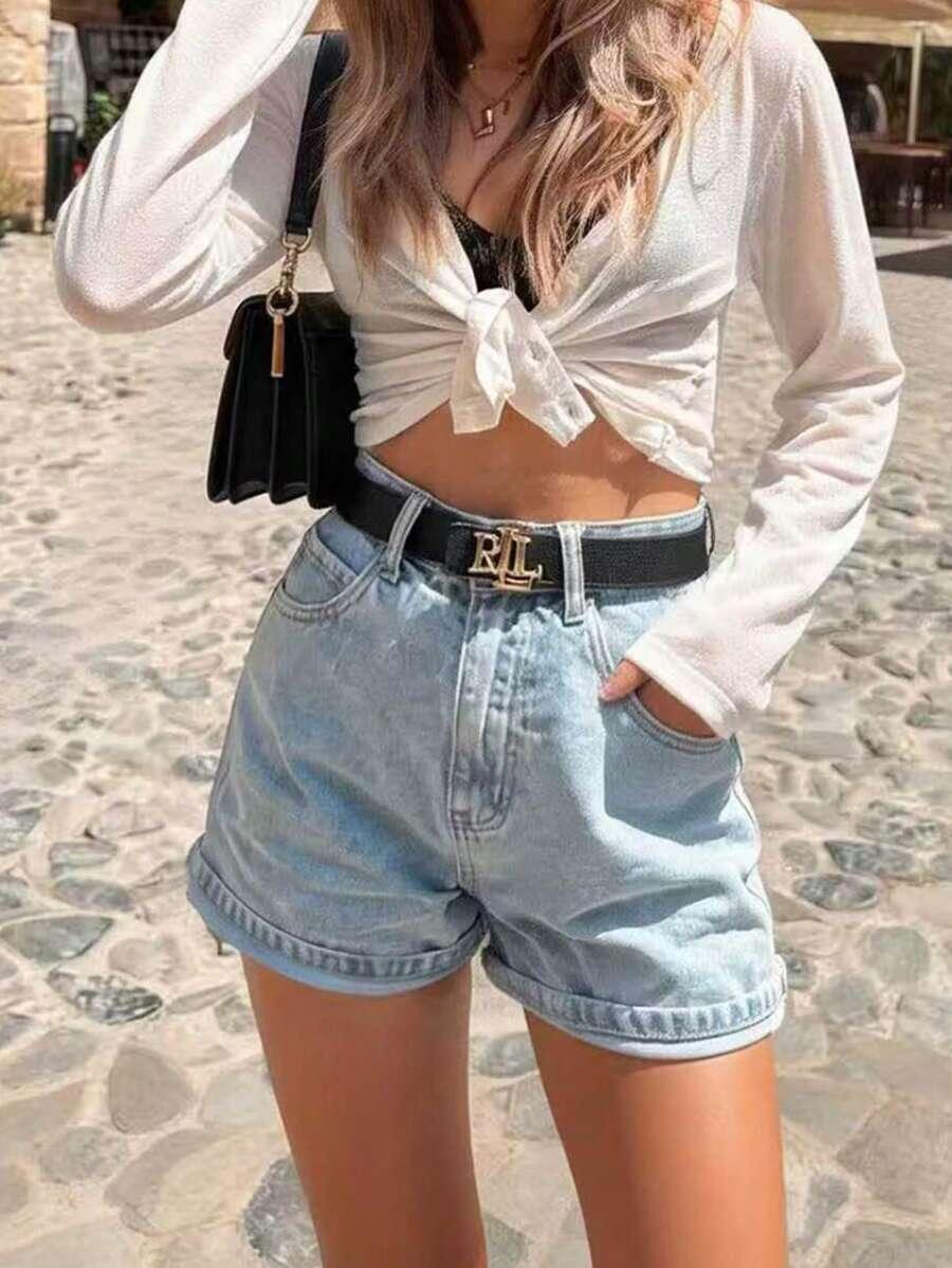 SHEIN NIEBIESKIE KRÓTKIE SPODENKI S09__S