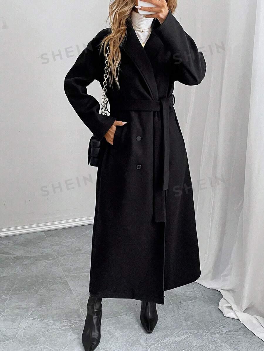 SHEIN CZARNY KLASYCZNY PŁASZCZ W01__XL