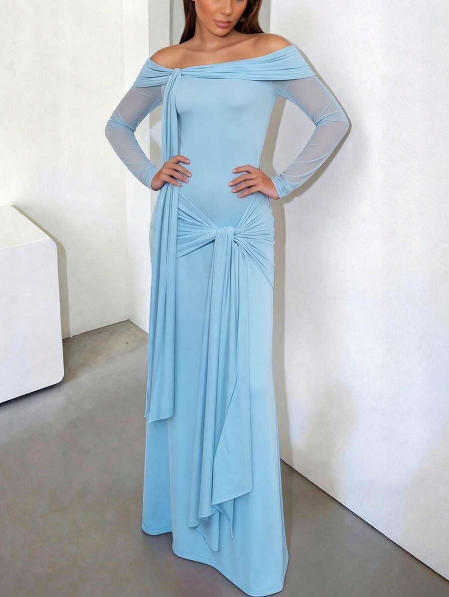 SHEIN NIEBIESKA MAXI SUKIENKA S06__S