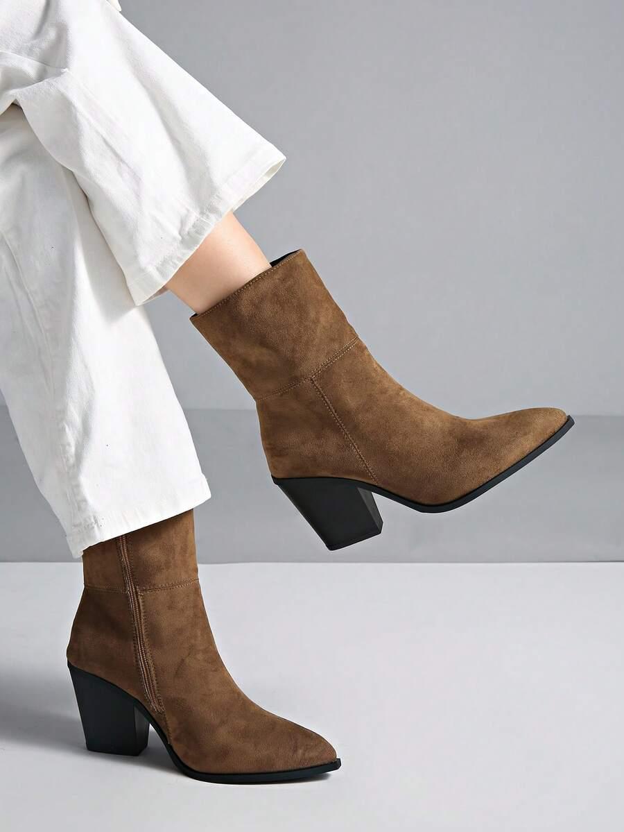 SHEIN BRĄZOWE BOTKI IMITACJA ZAMSZU W01__36,5