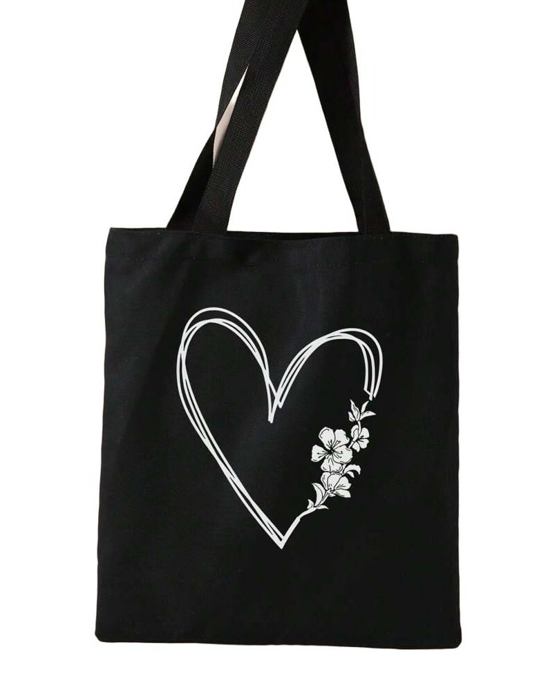 SHEIN CZARNA TORBA ZAKUPOWA WZÓR PRINT S07__31X36CM