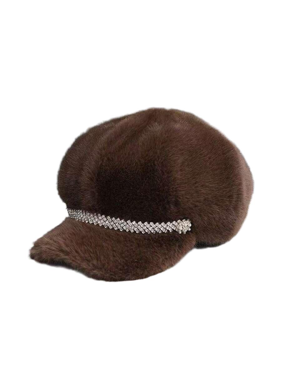 SHEIN BRĄZOWA CZAPKA Z DASZKIEM MIŚ S07__OS