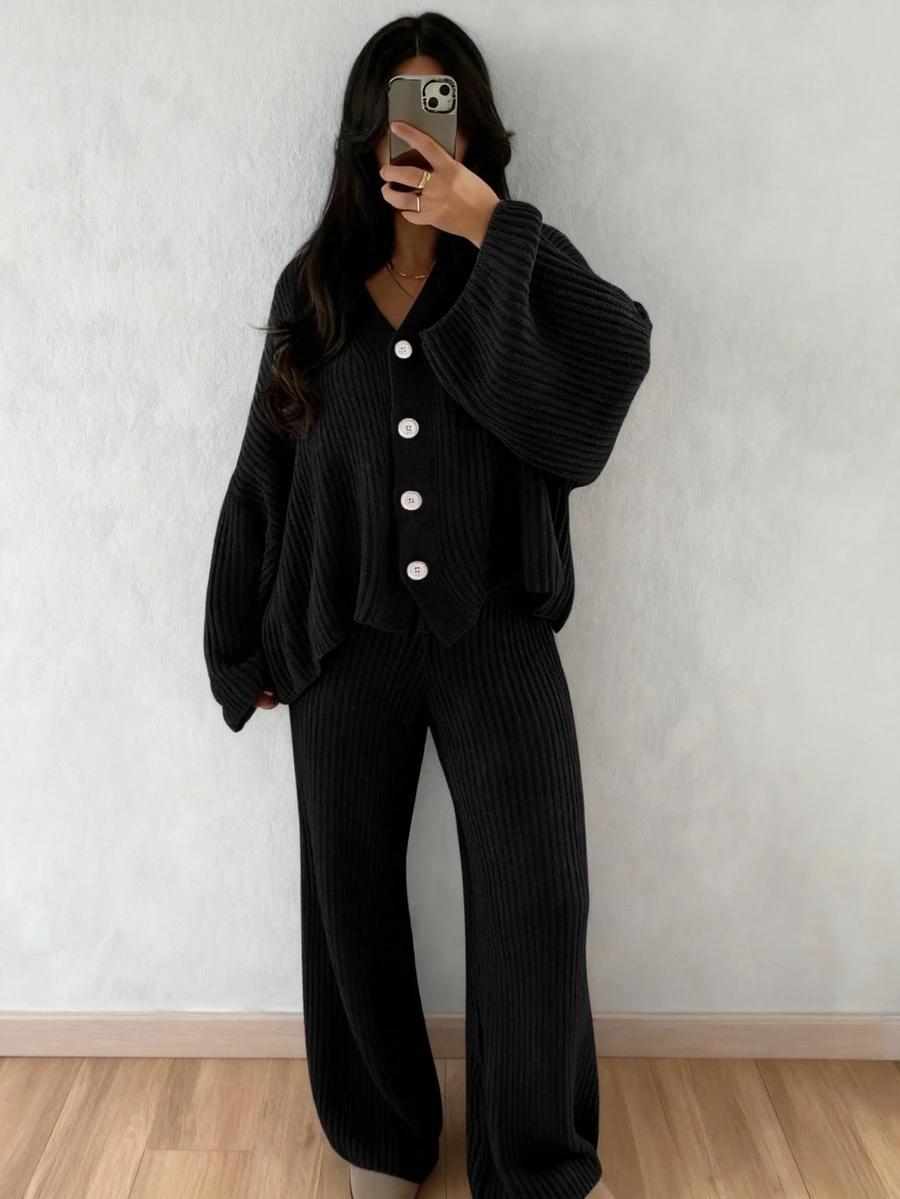 SHEIN SWETER SPODNIE KOMPLET DZIANINA S06__M