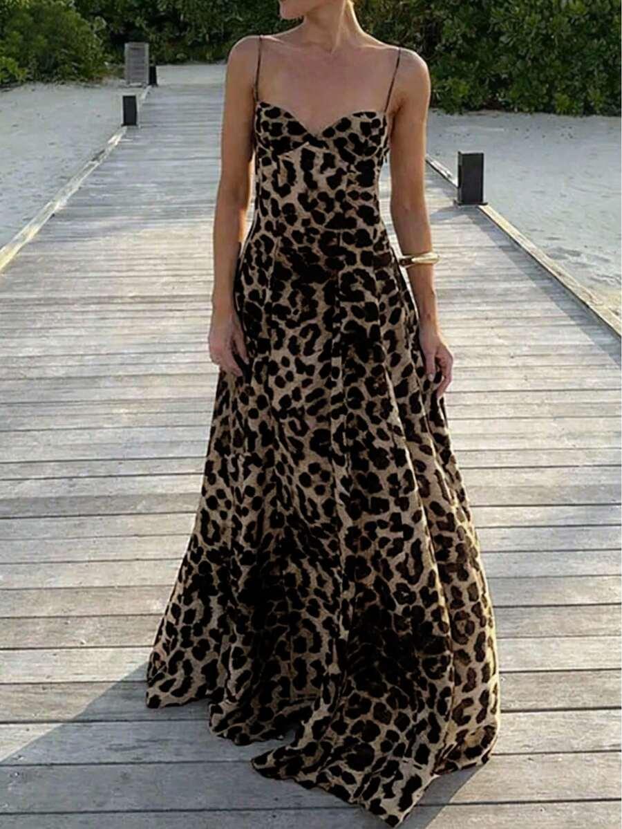 SHEIN MAXI SUKIENKA PRINT ZWIERZĘCY S06__M