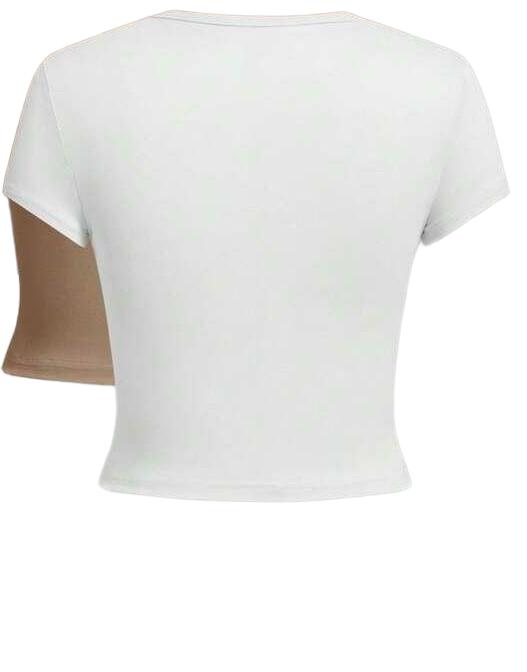 SHEIN BIAŁA BLUZKA KRÓTKI RĘKAW BASIC PK01__M