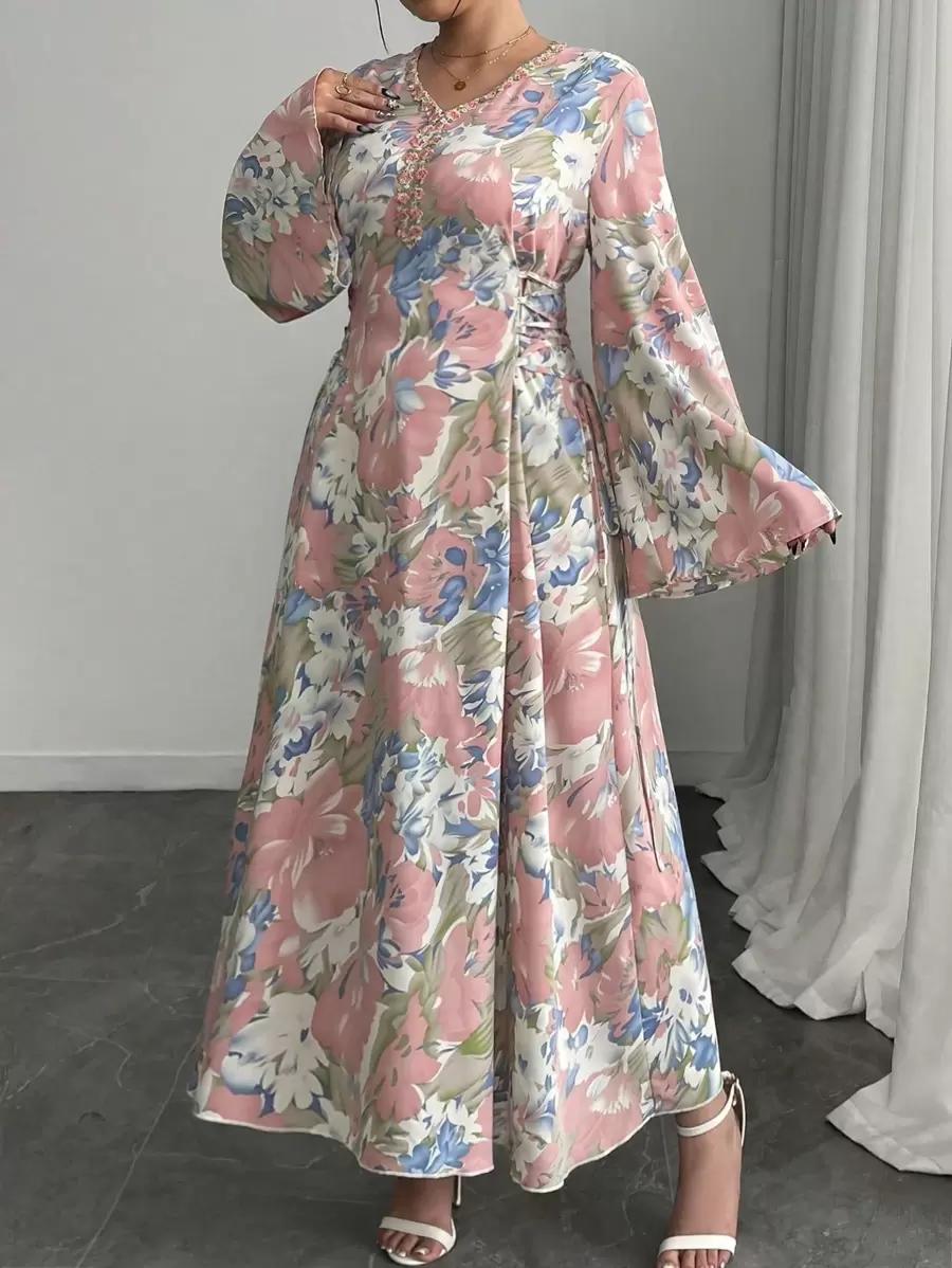 MODELYN MAXI SUKIENKA WZÓR KWIATY S06__52