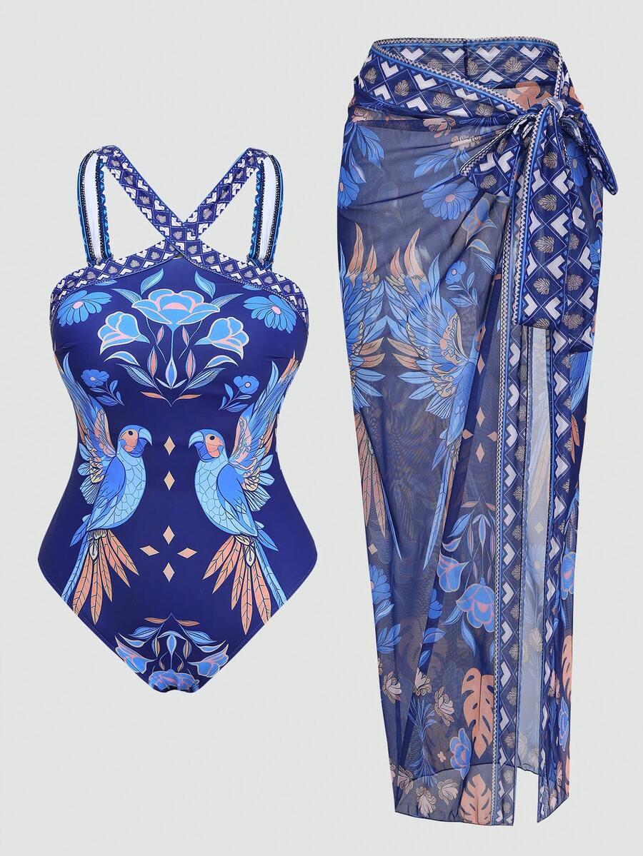 SWIM OASIS JEDNOCZĘŚCIOWY STRÓJ KĄPIELOWY SPÓDNICA KOMPLET S09__48
