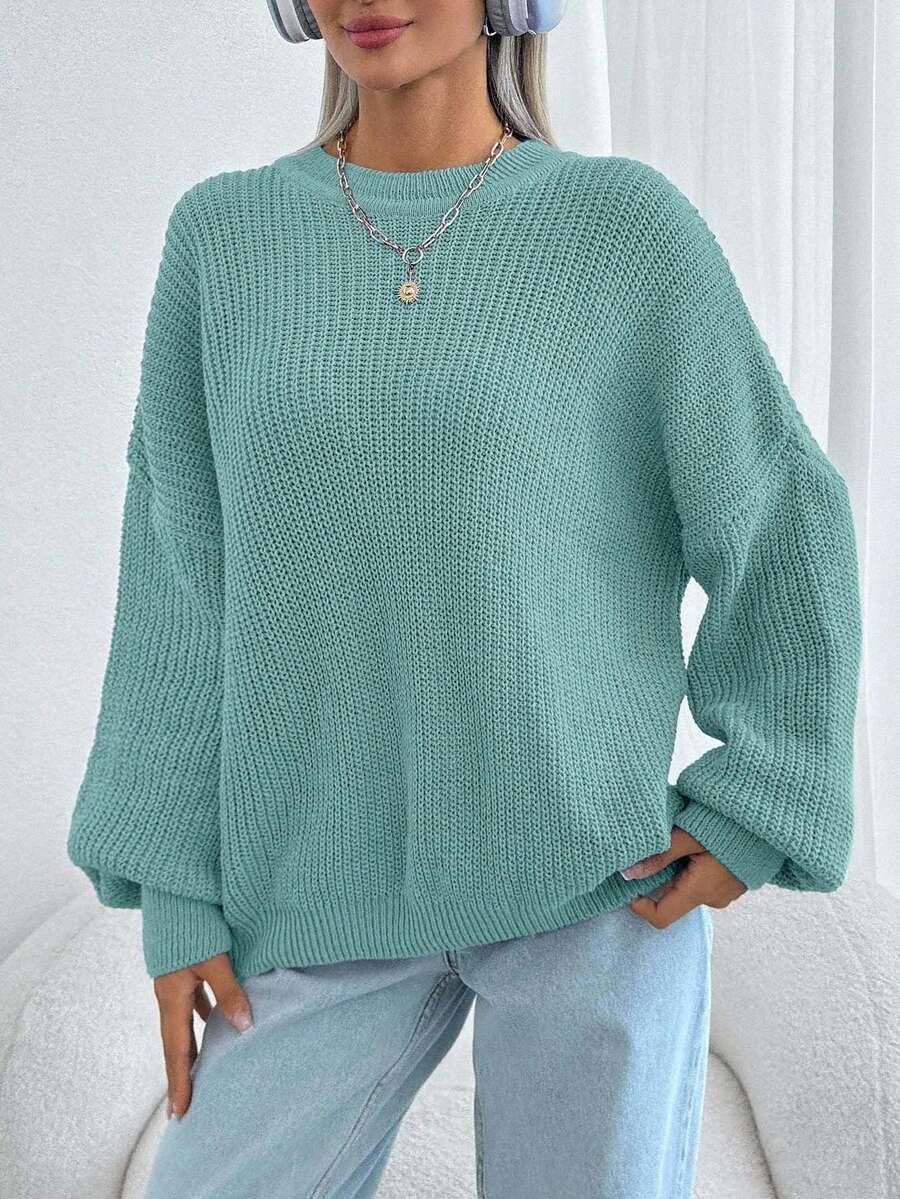 SHEIN ZIELONY SWETER OKRĄGŁY DEKOLT S06__OS
