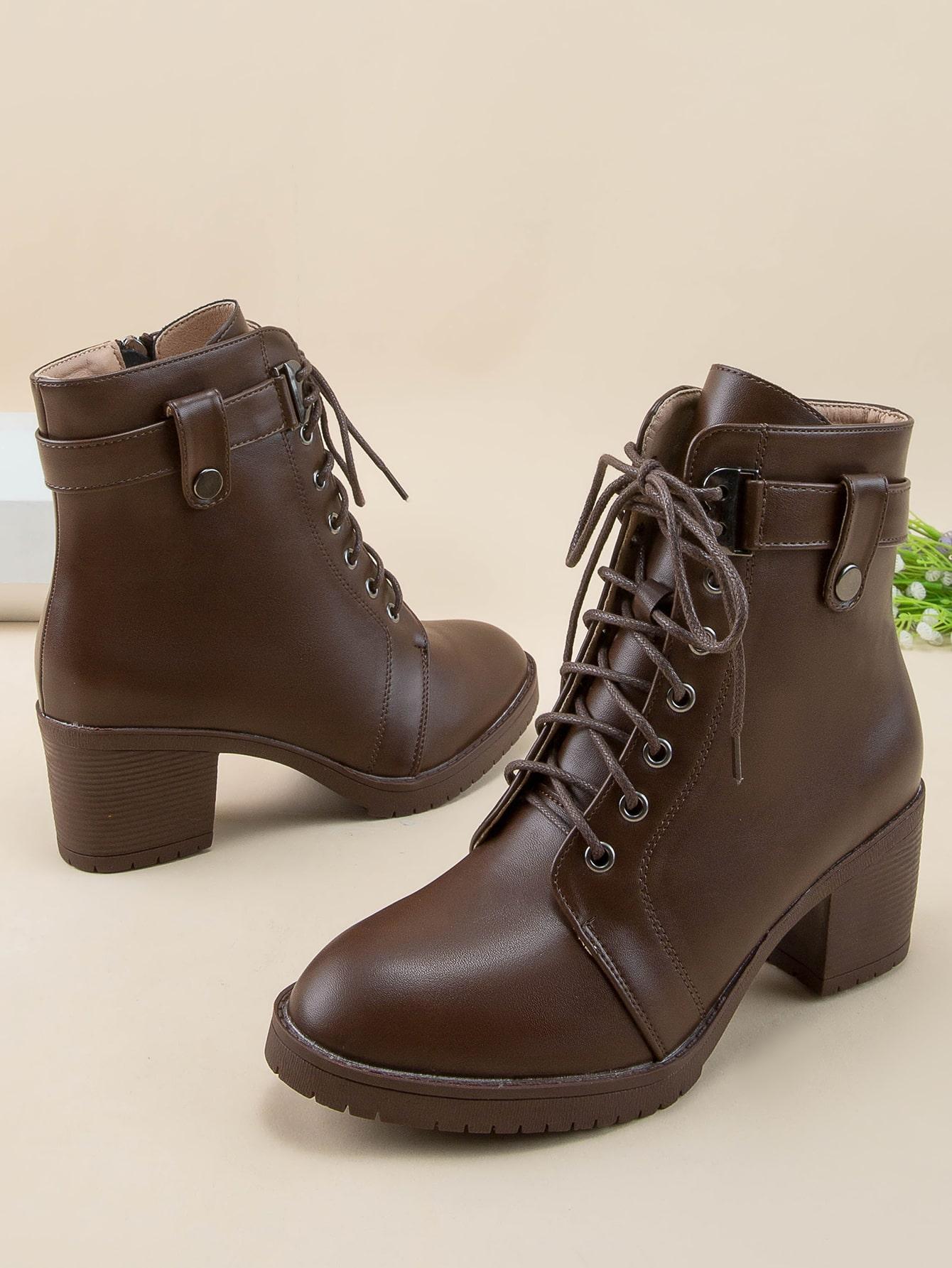 SHEIN BRĄZOWE BOTKI NA KLOCKU W01__38