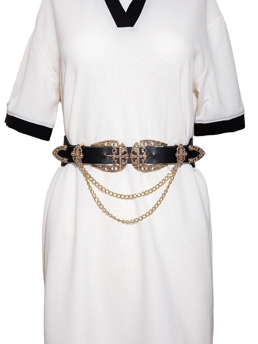 SHEIN CZARNY PASEK ZDOBIENIE S07__70