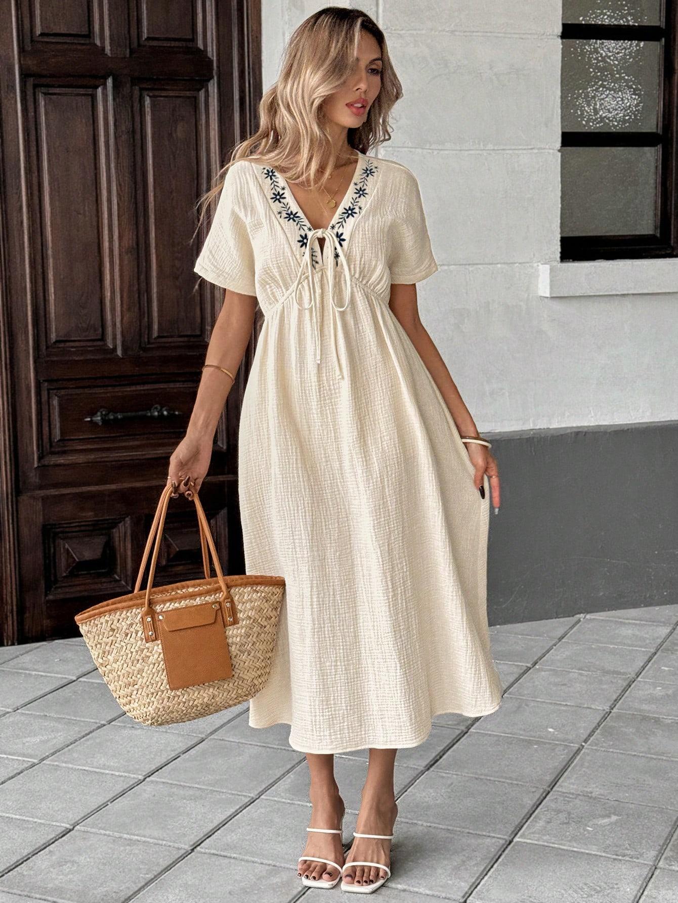 SHEIN BEŻOWA MIDI SUKIENKA S06__L
