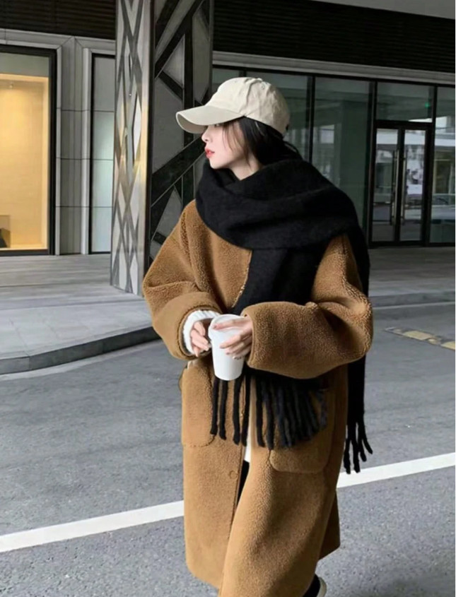 SHEIN CZARNY SZALIK FRĘDZLE W01__190X30