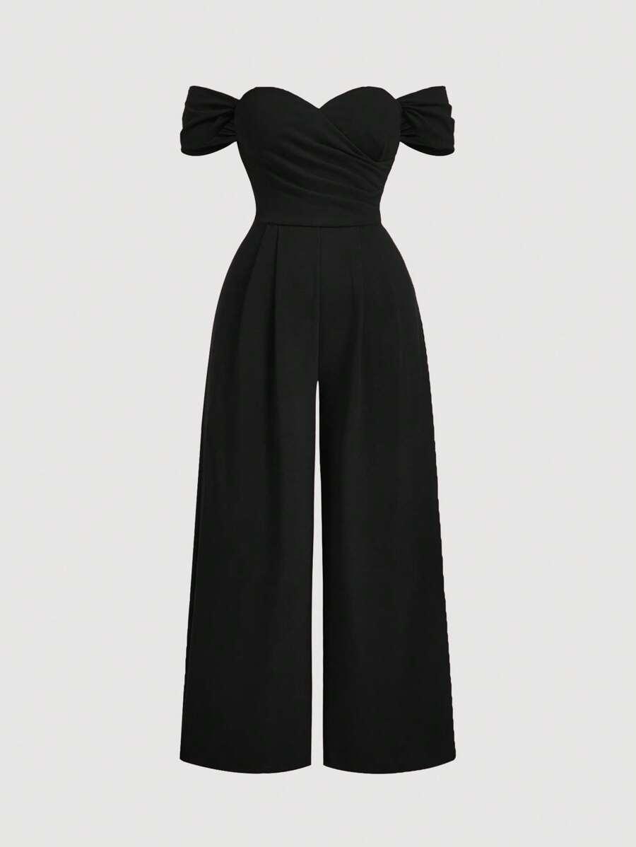 SHEIN CZARNY KOMBINEZON DŁUGA NOGAWKA S09__46