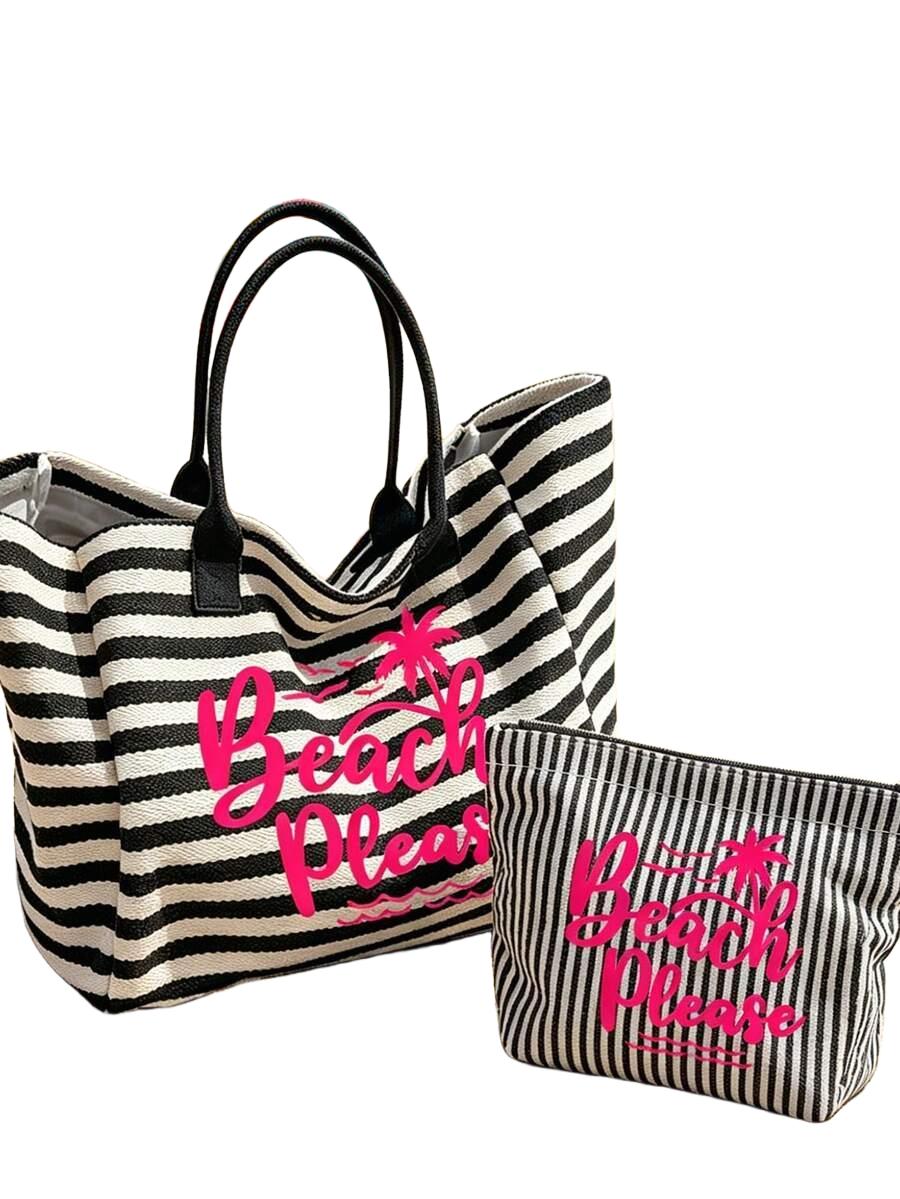 SHEIN TOREBKA PLAŻOWA Z KOSMETYCZKĄ WZÓR S07__30,5X26,5CM
