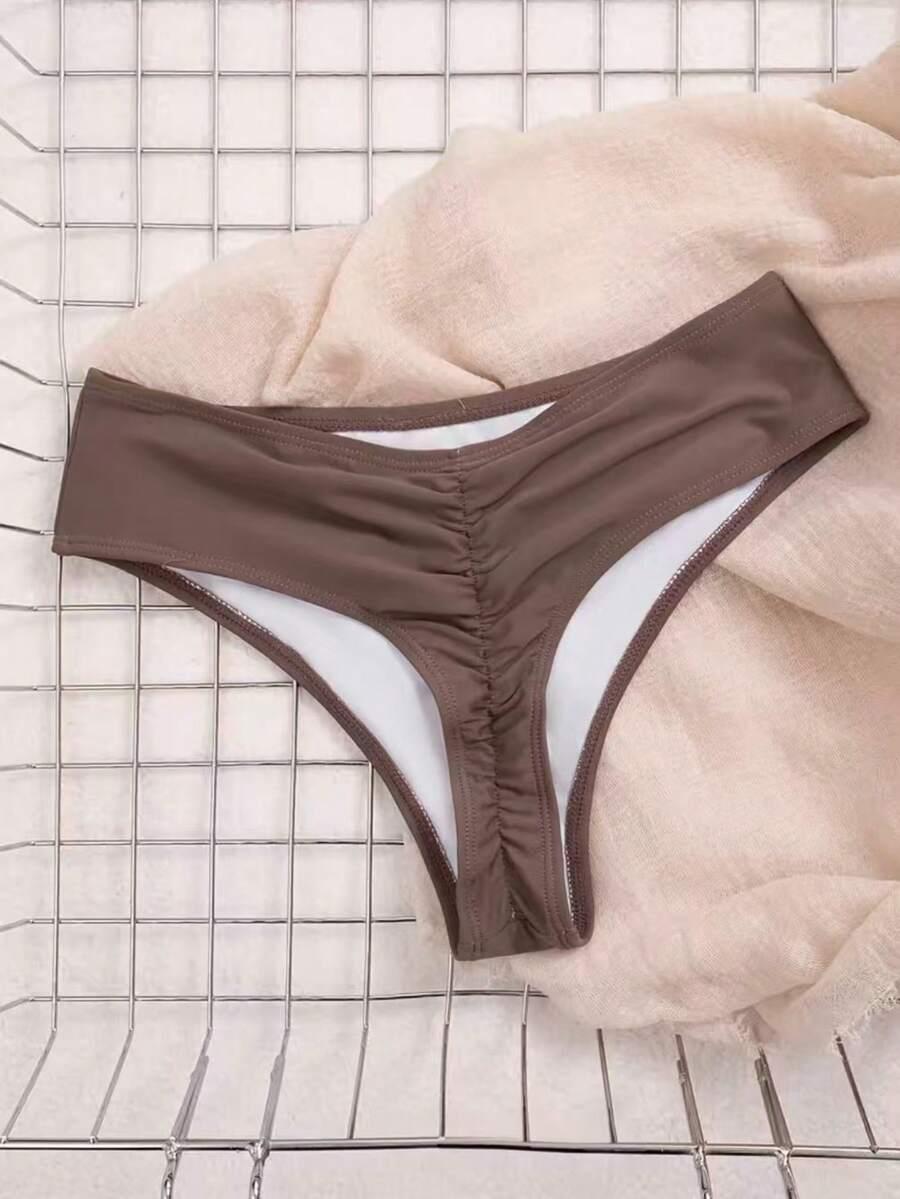 SHEIN BRĄZOWY DÓŁ OD BIKINI S09__XL