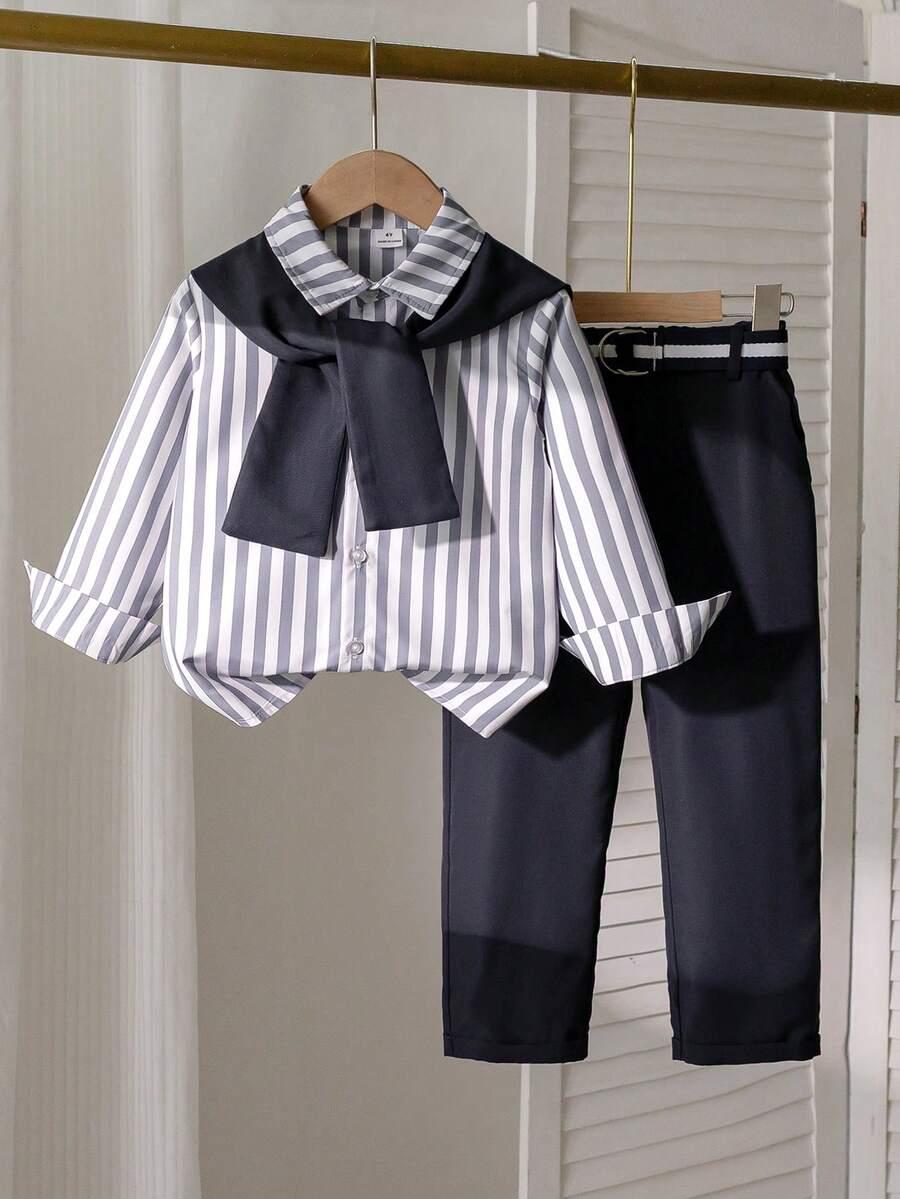 SHEIN KOMPLET SPODNIE KOSZULA S06__116-122