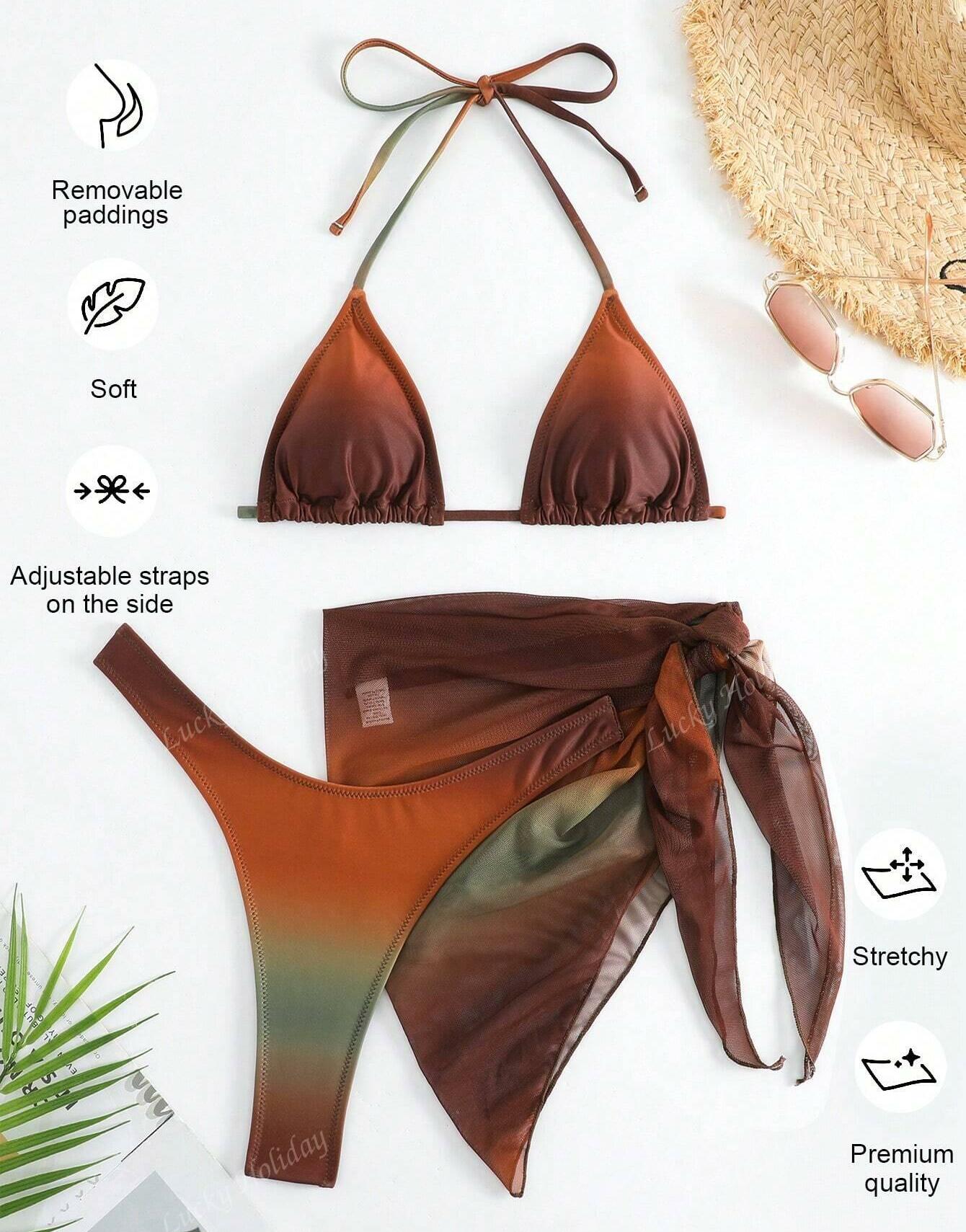SHEIN DWUCZĘŚCIOWY KOSTIUM KĄPIELOWY BIKINI SARONG S09__XL