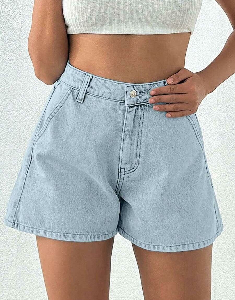 EURMUSE NIEBIESKIE SPODENKI JEANS WYSOKI STAN S06__XS